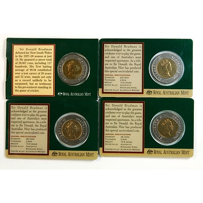 Four 1996 Australian Commemorative $5 Coins - Bradman