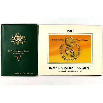 Two Australian Uncirculated Coin Sets - 1986 and 1982