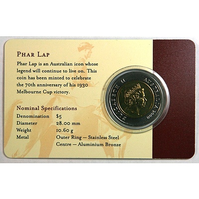 Two Australian $5 Coins Phar Lap