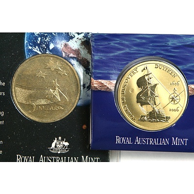 Two Australian Commemorative $5 Coins - Space and Duyfken