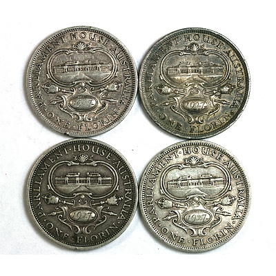 Four 1927 Australian Silver Florins