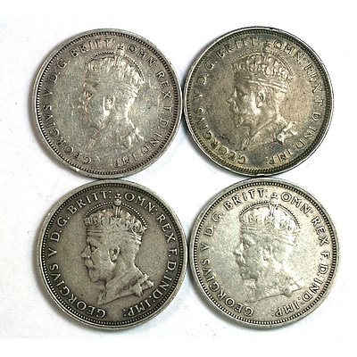 Four 1927 Australian Silver Florins