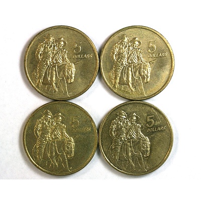 Four 1990 Australian Commemorative $5 Coins - ANZAC 75 years