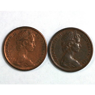 Two scarce 1966 Australian One Cent Coins