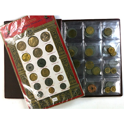 Red Coin Album and Card with Coins of Thailand