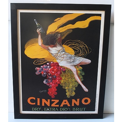 Two Decorative London Dry Gin Pieces, Cinzano Offset Print, and Kishi Ganku (1756-1838) 'Tiger by a Stream' Poster