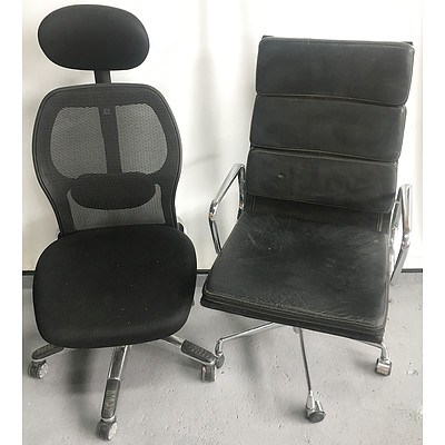 Ergonomic Mesh Office Chair with Headrest and Leather Office Chair