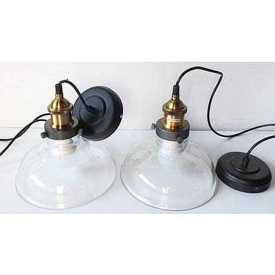 Two Suspension Lights with Antique Bronze Andy Cord Pendant Suspension Kits