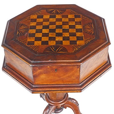 Rare Australian Cedar and Specimen Timbers Inlaid Games Table 19th Century
