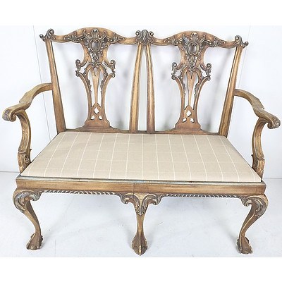 Carved and Painted Chippendale Style Settee