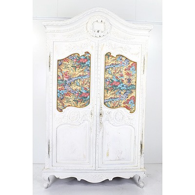 French Style Carved and Painted Armoire