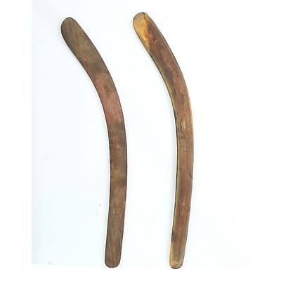 Two Vintage Aboriginal Boomerangs One Incised