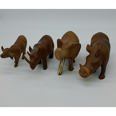 Group of Carved Kenyan Animals