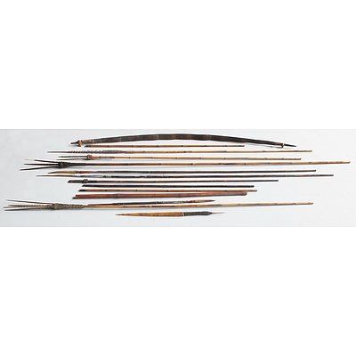 Group of Indigenous Spears, Bow and Arrow and More