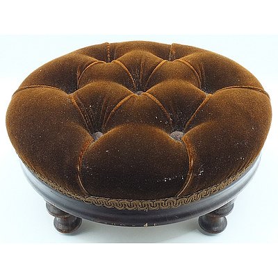 Antique Buttoned Fabric Footstool