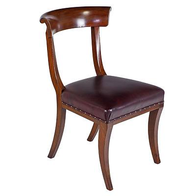 Good Set Of Seven Regency Sabre Leg Mahogany Dining Chairs in the Classical Klismos Style Circa 1820