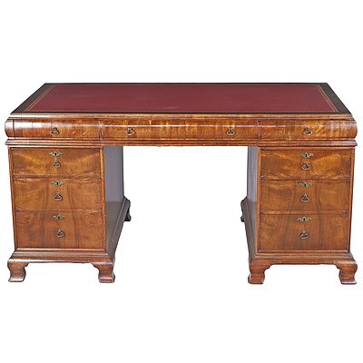 Queensland Maple and Qld Walnut Pedestal Desk Made by the Infamous Francis de Groot Sydney Circa 1930