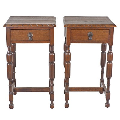 Pair of Oak Bedside Tables 2nd Quarter 20th Century