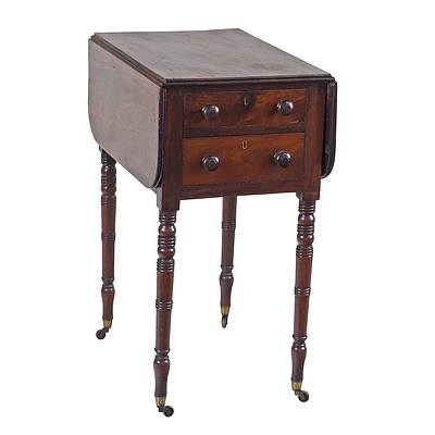 Small Late Georgian Mahogany Pembroke Sewing Table with Fitted Drawer Circa 1825