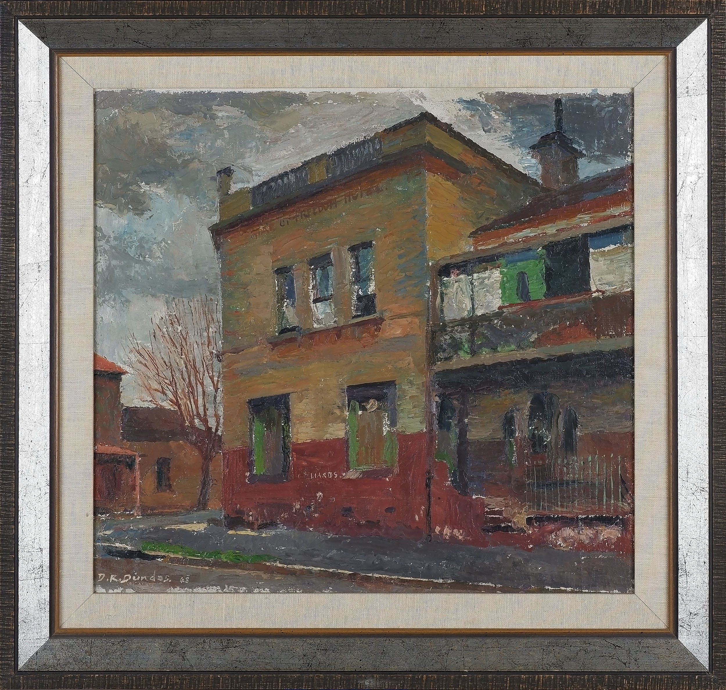 'Douglas Robert Dundas (1900-81) Terraces Oil On Canvas Board'