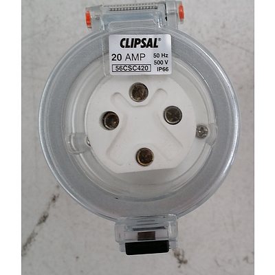 Clipsal 56CSC420 Cord Extension Socket, 4 Round Pin, 500V, 20A,