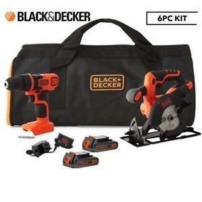 Black & Decker 18V Drilldriver & Circular Saw 6-Piece Kit - RRP $229 - Brand New