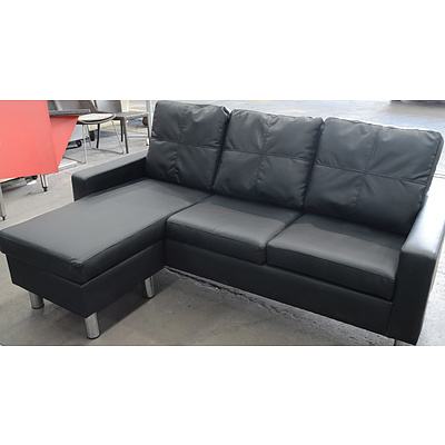 PU Leather Three Seater Chaise Lounge