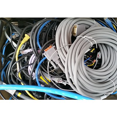 Bulk Lot of Assorted IT Cables - Power Cables, Video Cables & Ethernet Cables