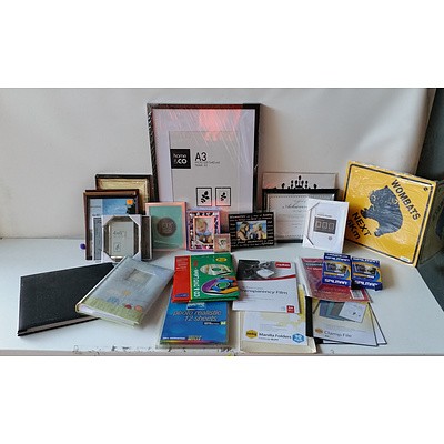 Group of Picture Frames, Photo Albums, Photo Paper and Other Accessories