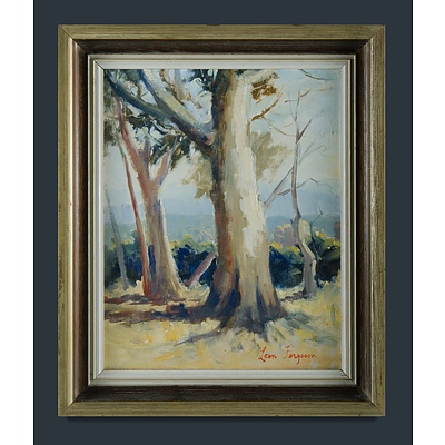 FERGUSON, Leon (b.1919): Gum Trees in a Clearing Oil on Canvas Board