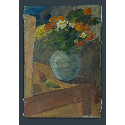 European School: Still Life with Mixed Blooms Oil on Canvas