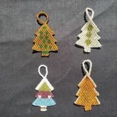 Set of 4 Handmade Beaded Christmas Tree decorations (Made in Namibia)