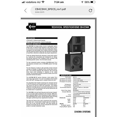EAW Systems CB423MX Cinema Speaker & Subwoofer