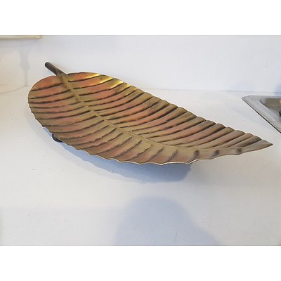 Metal Leaf Shaped Platter