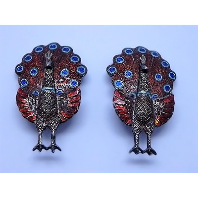 Sterling Silver Peacock Earrings