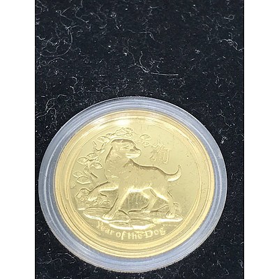 2018 Year of the Dog 1/10 Ounce Pure Gold Proof Coin