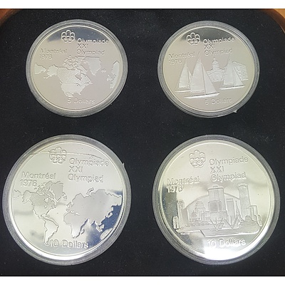 1976 Montreal Olympics Sterling Silver Four Coin Proof Set in Original Display