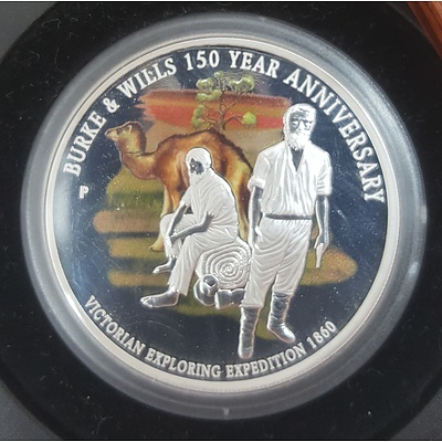 2010 Burke & Wills 150th Anniversary 1oz Silver Proof Dollar Coin