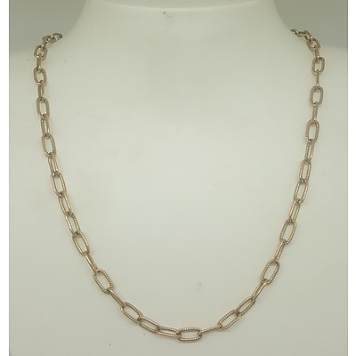 8 Carat Yellow Gold Elongated Cable Chain Link Necklace