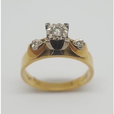 Vintage 18ct Yellow Gold Brilliant Cut Diamond ring