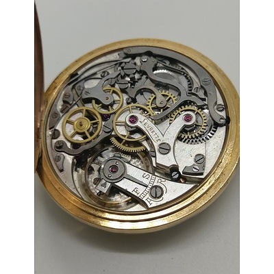 Important Levrette 18ct Yellow Gold Chronograph Pocket Watch with Stop Watch Complications and Sub Dial Circa 1930's - 51g