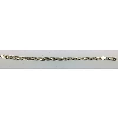 Sterling Silver Three Strand Herringbone Link Bracelet