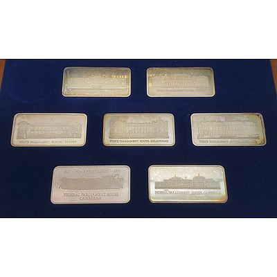 Cased Sterling Silver Parliament House Commemorative Medal Set