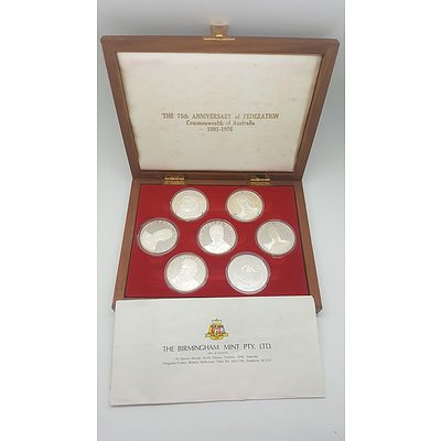 Cased Sterling Silver Federation Commemorative Medal Set