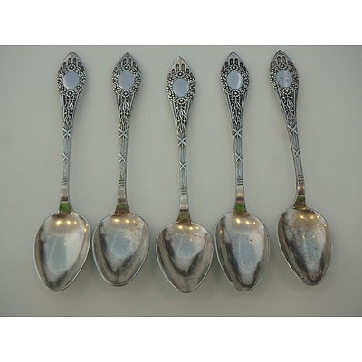 5 Silver Plated Danish Spoons