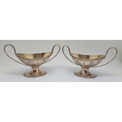 Pair of Silver Plated Double Handled Open Salt Elkington & Co 1869