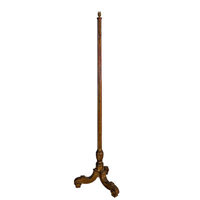 Louis Style Giltwood Standard Lamp on Tripod Support