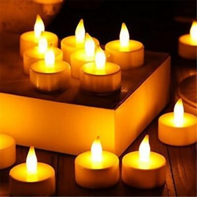 Warm White Flickering Flame LED Tea Lights - Lot of 96