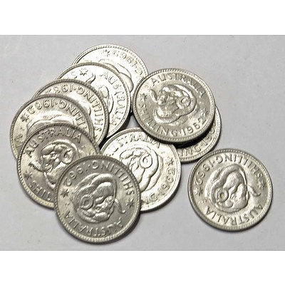 Australia Silver Shillings 1962 (x10)
