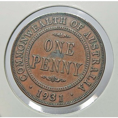 Australia George V Penny 1931 - Dropped ""1"" Variety
